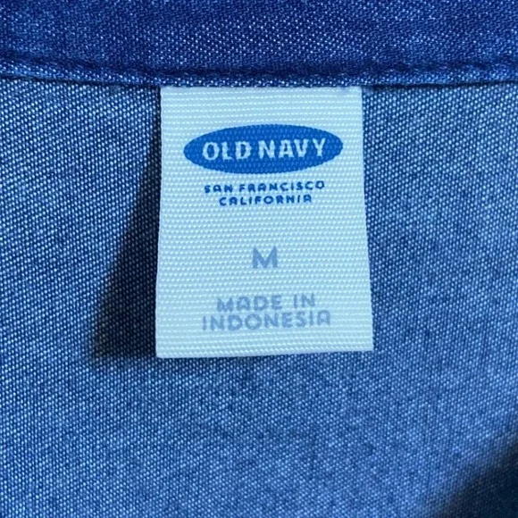 Old Navy Chambray Denim Shirt Dress Long Sleeve Cotton Tunic Western Boho Size M - Picture 4 of 11